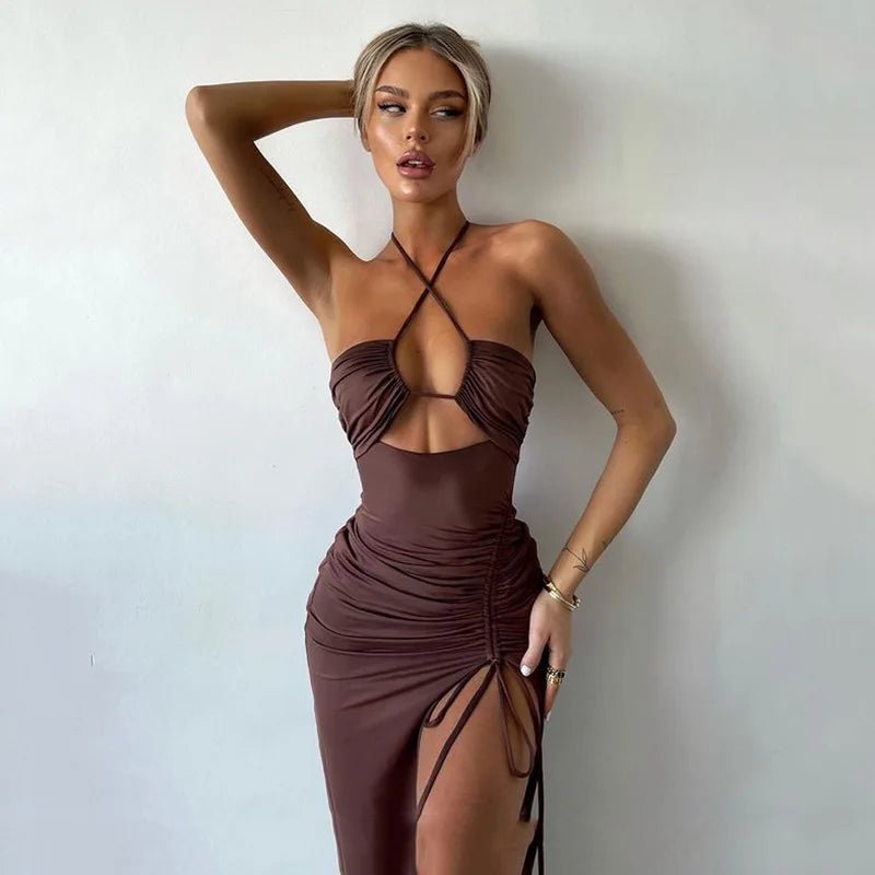 Vestido Midi Feminino Sexy Sem Mangas e Com Costas Nuas - Belle Lily